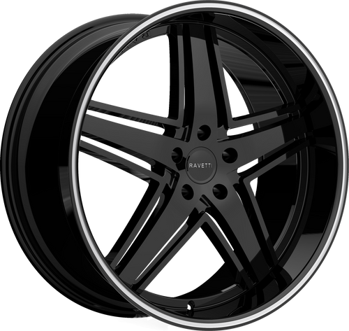 RAVETTI M6 5X114.3 22x9 +40 BLACK WITH PINSTRIPE