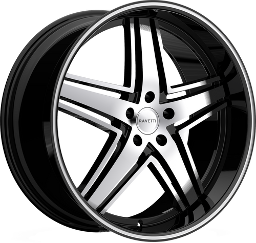 RAVETTI M6 5X114.3 22x9 +40 BLACK MACHINED