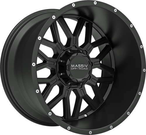 MASSIV OFF-ROAD OR1 6X135/6X139.7 20x12 -44 SATIN BLACK W/ MILLED RIVETS