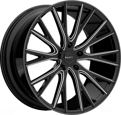RAVETTI M12 5X115 22x9 +15 BLACK AND MILLED