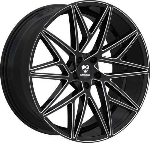 RAVETTI M5 5X115 22x8.5 +15 BLACK AND MILLED