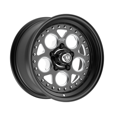 Center Line Rev 2.0 5X114.3 15x7 -6 Satin Black Center with Satin Black Step Lip and Milled Windows