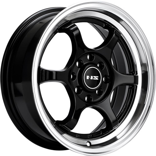 Ns Wheels NS1202 4x100/4x114.3 15x7 +38 Gloss Black with Machined lip
