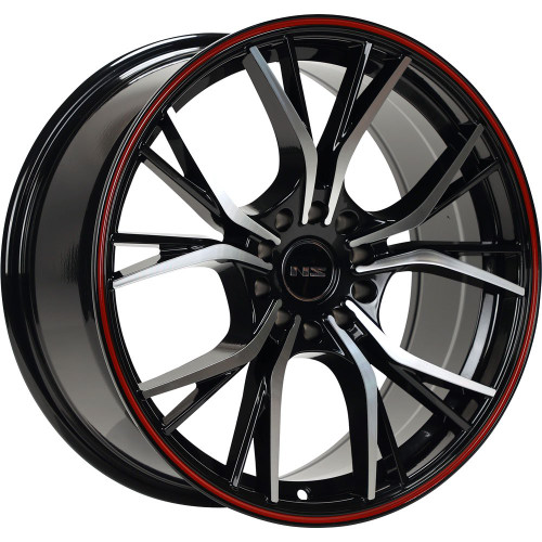 Ns Wheels NS1806 5x100/5x114.3 18x8 +35 GLOSS BLACK MACHINED with RED STRIPE