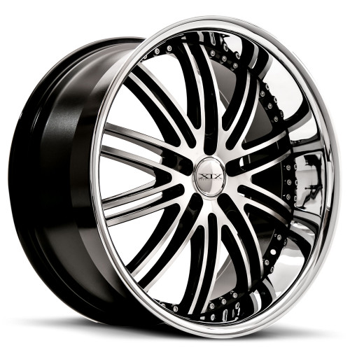 XIX Wheels XIX 23 5x112 22x10.5 +32 Gloss Black Machined with Stainless Steel Lip