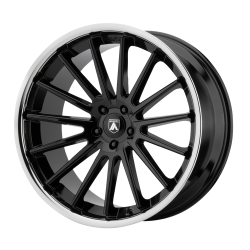 Asanti Black 024 5x130 20x10.5 +25 GLOSS BLACK W/ CHROME LIP