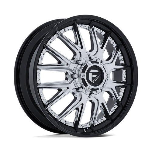 Fuel 1PC 407 8x200 24x8.25 +105 CHROME W/ GLOSS BLACK LIP