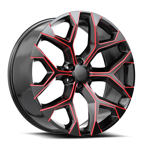 O.E. Revolution G-09 blank 6x 24x10 +24 Gloss Black & Red Milled