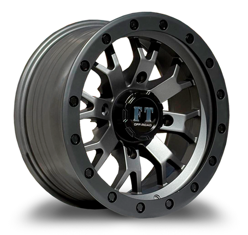 FULL THROTTLE FT25 4x110 15x7 +10 Matte Gunmetal/matte Black Lip