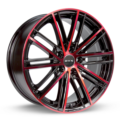 RTX Strobe 5 5x114.3 18x8 +45 Black Machined Red