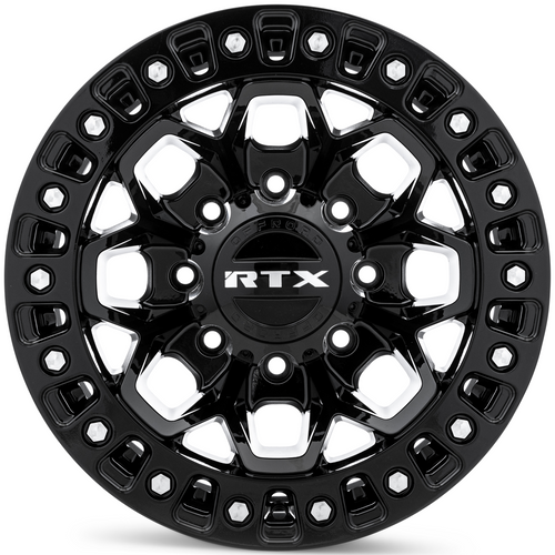 RTX Zion 8x180 18x9 +20 Gloss Black Milled Rivets