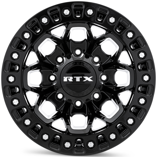 RTX Zion 8x165.1 18x9 +20 Gloss Black Milled Rivets