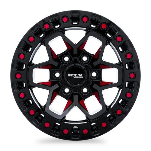 RTX Zion 5x127 18x9 -15 Black Milled Red