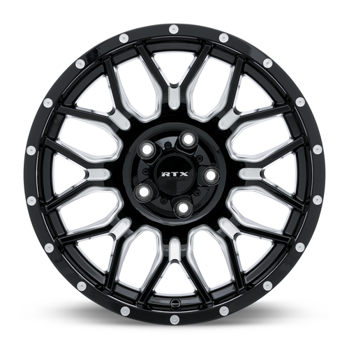 RTX Claw 8x165.1 20x10 -18 Gloss Black Milled With Rivets