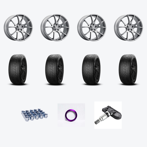 Forgestar Cf5V 19x9 +35 Front / 19x10 +42 Rear + Pirelli PIR Cinturato Weatheractive 255/35R19 — 2021 Kia Stinger GT-Line Staggered Wheel & Tire Package