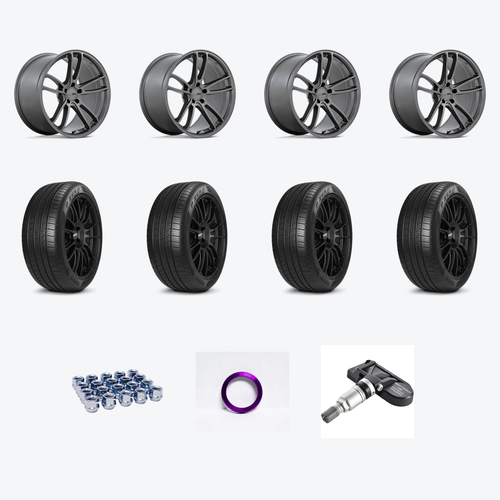 American Racing Ar941 Mach Five 20x10 +35 Front / 20x11 +50 Rear + Pirelli PIR PZero All Season 275/35R20 — 2021 Ford Mustang GT Staggered Wheel & Tire Package