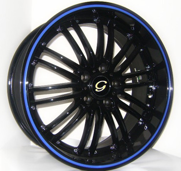 G - LINE ALLOYS G820 5x108 18x8 +38 Gloss Black Blue Face