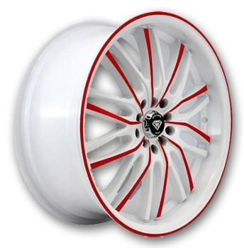 WHITE DIAMOND W530B 5x114.3 20x8.5 +35 Red Face / White