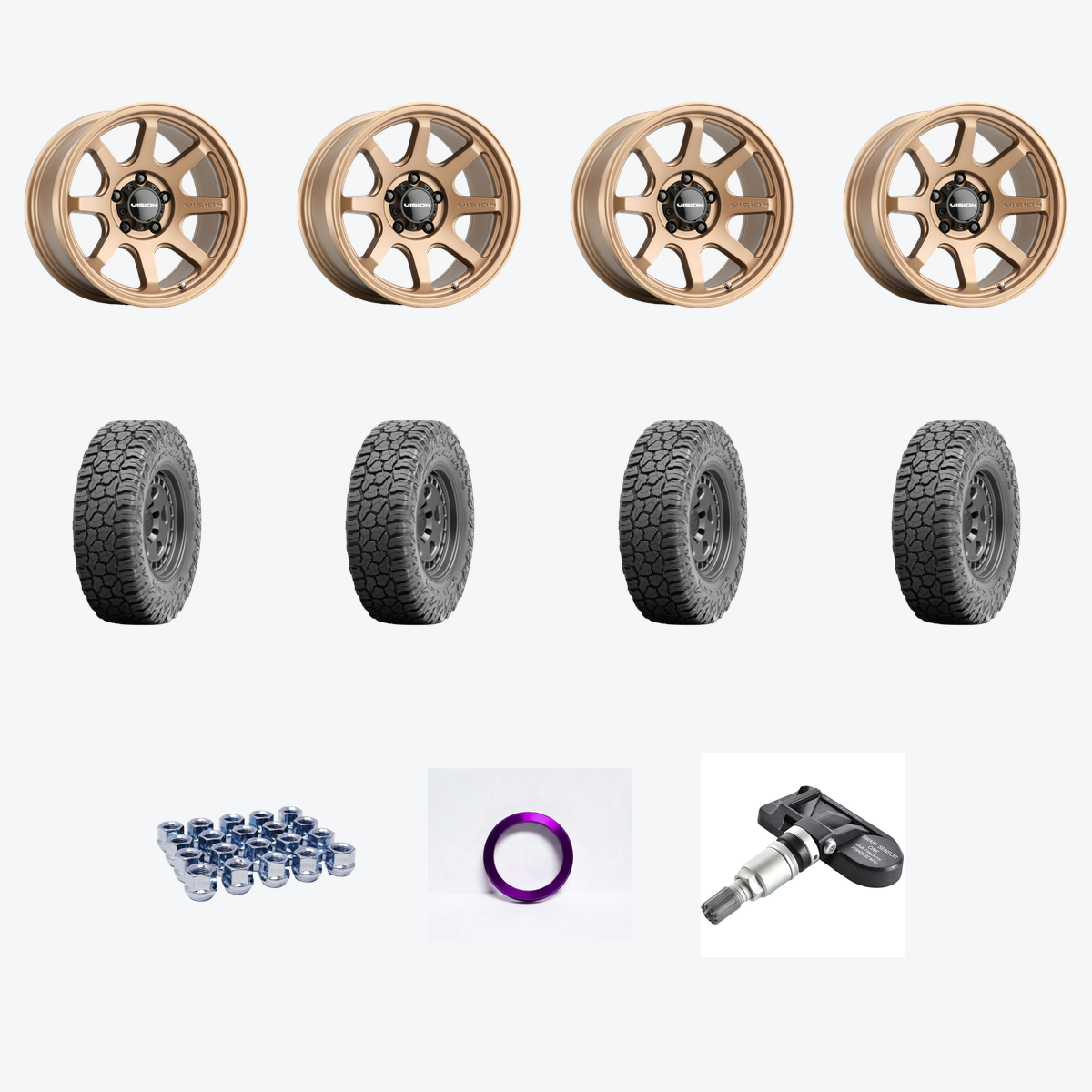 Vision Off-Road 351 Flow bronze with Falken Wildpeak RT01 35x11.50R17 on 2021 Jeep Wrangler Sport