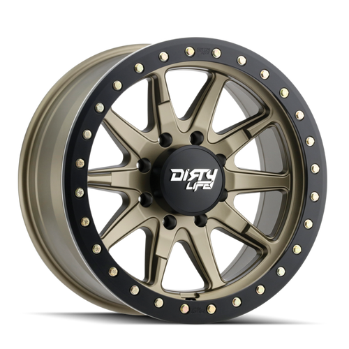 Dirty Life Dt-2 9304 5x127 17x9-38 Satin Gold W/Simulated Beadlock Ring