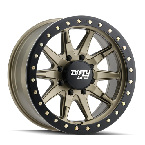 Dirty Life Dt-2 9304 6x139.7 17x9-12 Satin Gold W/Simulated Beadlock Ring