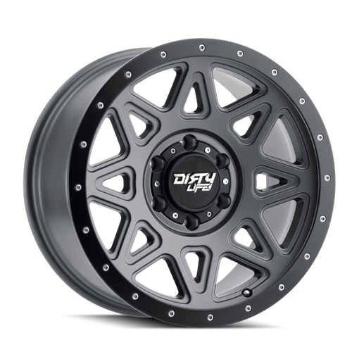 Dirty Life Theory 9305 8x165.1 17x9-12 Matte Gunmetal W/Matte Black Lip