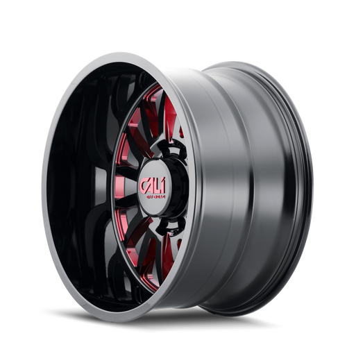 Cali Off-Road Summit 9110 6x135 22x12-51 Gloss Black/Red Milled Spokes