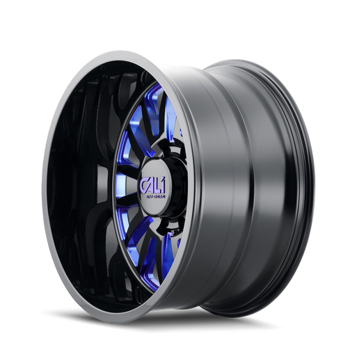 Cali Off-Road Summit 9110 6x135 24x14-76 Gloss Black/Blue Milled Spokes