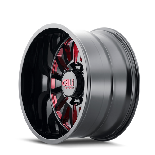 Cali Off-Road Summit 9110 8x180 24x14-76 Gloss Black/Red Milled Spokes