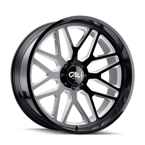 Cali Off-Road Invader 9115 8x170 28x12-44 Gloss Black/Milled Spokes