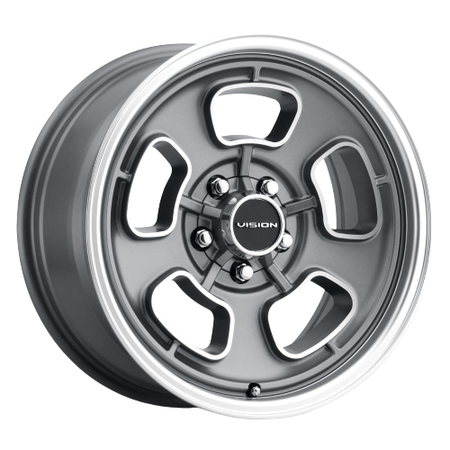 Vision American-Muscle 148 Shift 5x120.65 15x7+6 Satin Grey Machined Face/Lip