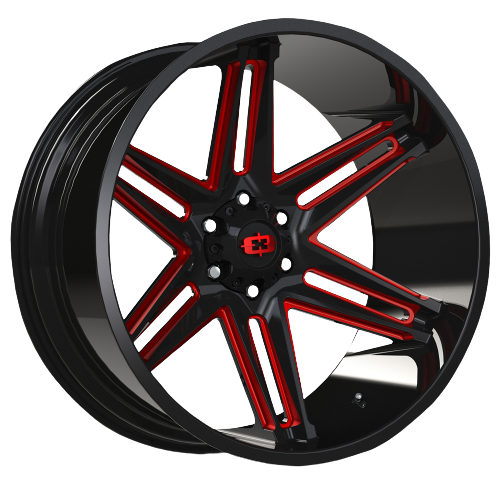 Vision Off-Road 363 Razor 8x180 20x10-25 Gloss Black Milled Spoke with Red Tint