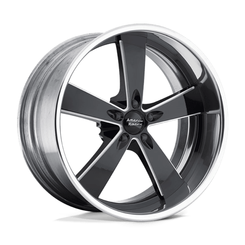 American Racing Vintage VN472 BURNOUT 5X127 22X9 0 BLACK MILLED W/ POLISHED BARREL