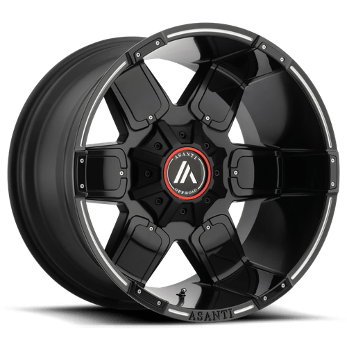 Asanti Off Road AB811 WARTHOG 8X180 20X9 -12 SATIN BLACK MILLED W/ GLOSS BLACK ACCENTS