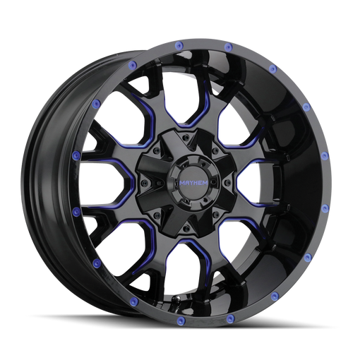 Mayhem Warrior 8015 8x165.1/8x170 20x9+0 Black W/Prism Blue