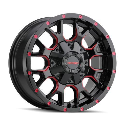 Mayhem Warrior 8015 5x139.7/5x150 20x9+18 Black W/Prism Red