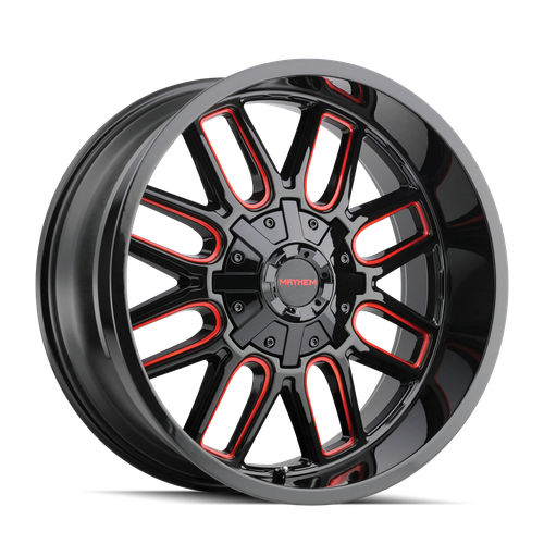 Mayhem Cogent 8107 8x165.1/8x170 22x10-19 Black W/Prism Red