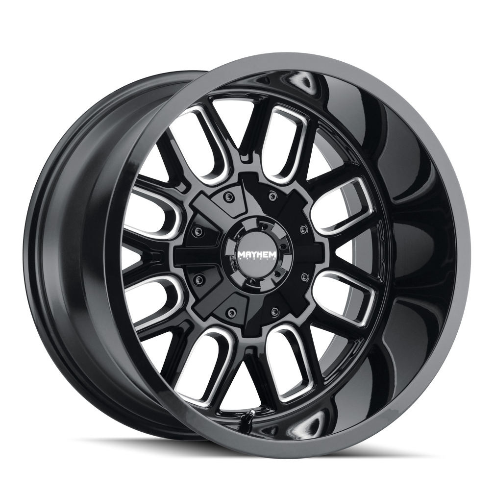Mayhem Cogent 8107 5x127/5x139.7 17x9-12 Gloss Black/Milled Spokes Image 1