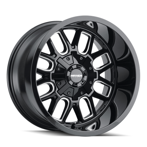 Mayhem Cogent 8107 8x165.1/8x170 17x9-12 Gloss Black/Milled Spokes