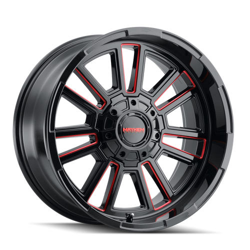 Mayhem Apollo 8115 8x170 20x9+18 Gloss Black/Prism Red Milled