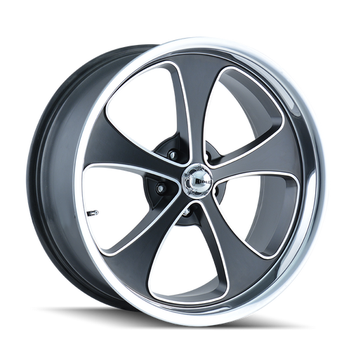 Ridler Type 645 5x114.3 17x7+0 Matte Black/Machined Face/Polished Lip