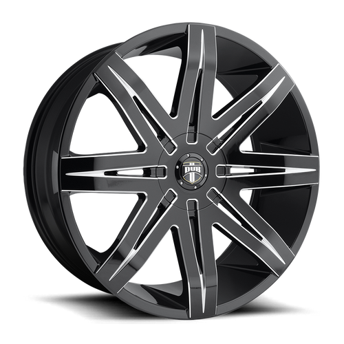 DUB 1PC S227 STACKS 5X114.3/5X120 22X9.5 +33 GLOSS BLACK MILLED