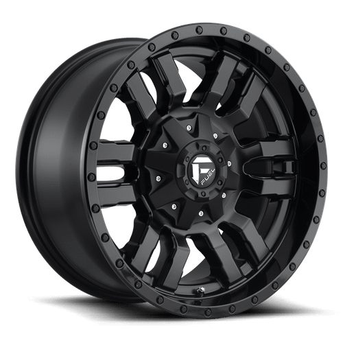 Fuel 1PC D596 SLEDGE 6X135/6X139.7 20X12 -45 MATTE BLACK GLOSS BLACK LIP