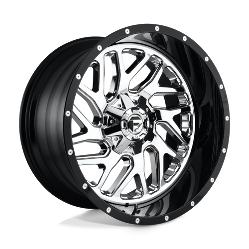 Fuel 2PC D211 TRITON 5X139.7/5X150 20X12 -44 CHROME PLATED GLOSS BLACK LIP