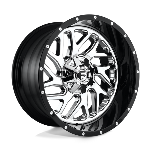 Fuel 2PC D211 TRITON 8X165.1 20X12 -44 CHROME PLATED GLOSS BLACK LIP