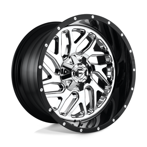 Fuel 2PC D211 TRITON 8X170 22X10 -13 CHROME PLATED GLOSS BLACK LIP