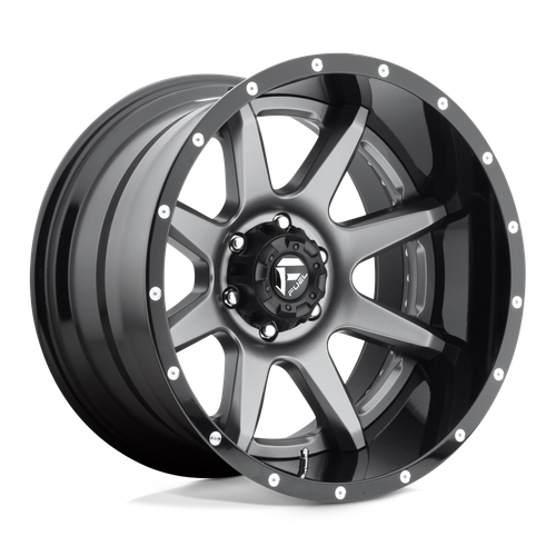 Fuel 2PC D238 RAMPAGE 6X139.7 22X12 -44 MATTE GUN METAL BLACK LIP