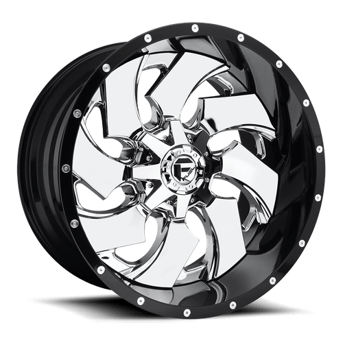 Fuel 2PC D240 CLEAVER 8X180 20X10 -19 CHROME PLATED GLOSS BLACK LIP