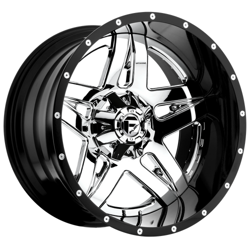 Fuel 2PC D243 FULL BLOWN 6X135/6X139.7 20X10 -19 CHROME PLATED GLOSS BLACK LIP