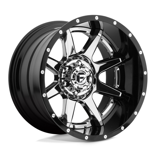 Fuel 2PC D247 RAMPAGE 8X170 20X10 -19 CHROME PLATED GLOSS BLACK LIP